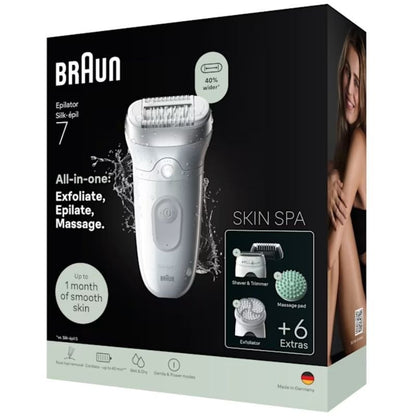 Depiladora Braun Silk Epil SkinSpa7 7-081/ con Batería/ 6 Accesorios