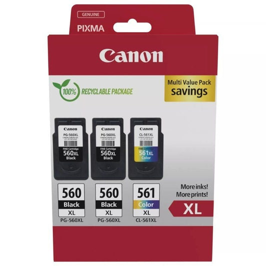 Cartucho de Tinta Original Canon PG-560XL + CL-561XL Multipack Alta Capacidade/ 2x Preto/ Tricolor
