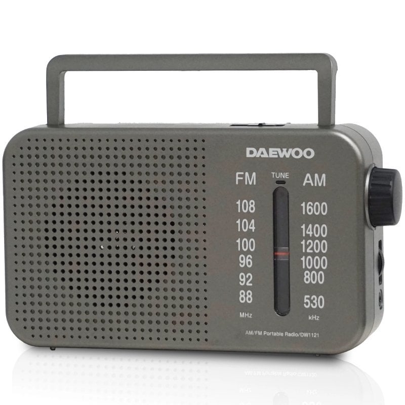Radio Portátil Daewoo DW1121/con Cable/ a Pilas/ Gris