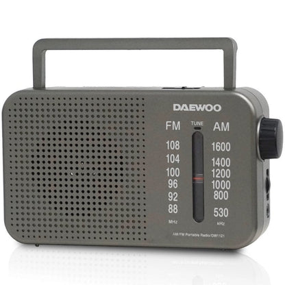 Radio Portátil Daewoo DW1121/con Cable/ a Pilas/ Gris