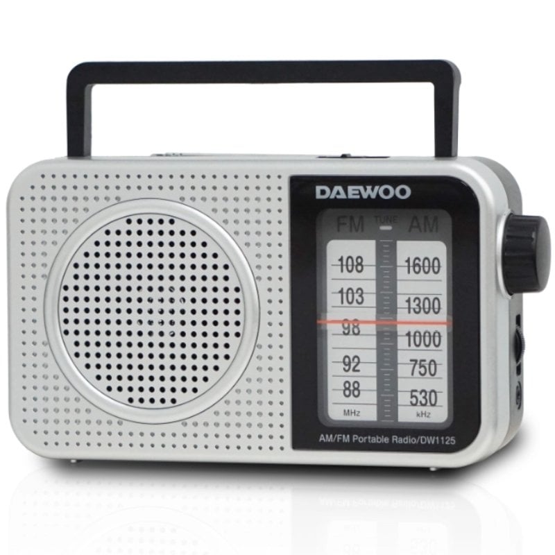 Radio Portátil Daewoo DW1125/ a Pilas/ Gris Metalizado