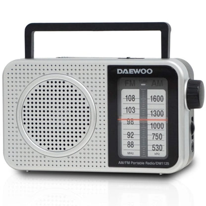 Radio Portátil Daewoo DW1125/ a Pilas/ Gris Metalizado