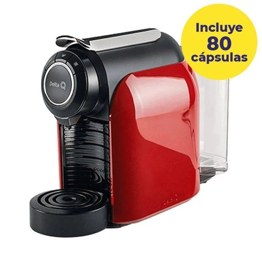 Máquina de Café Delta Qool Evolution/Vermelha + 80 cápsulas café QALIDUS