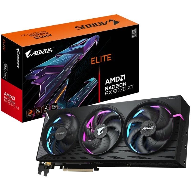Placa Gráfica Gigabyte AORUS Radeon RX 9070 XT Elite/ 16GB GDDR6
