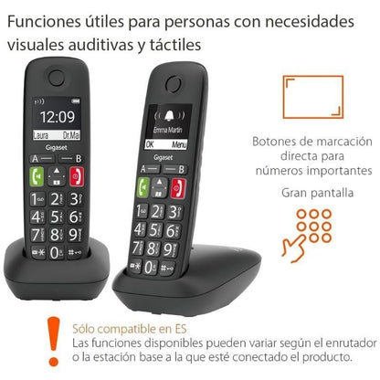 Teléfono Inalámbrico Gigaset E290/ Pack DUO/ Negro