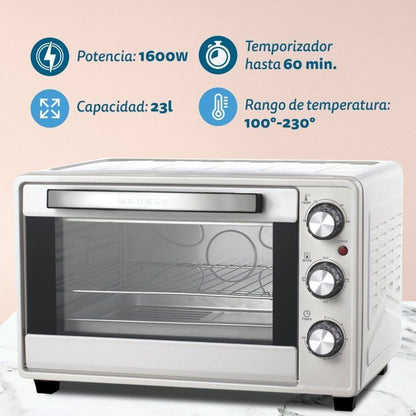 Horno de Sobremesa Grunkel HR-23SILVER/ 1600W/ Capacidad 23L/ Plata