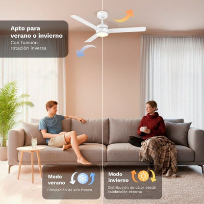 Ventilador de Techo Grunkel SKYEASY52/ 30W/ 3 Aspas 132cm/ 6 Velocidades