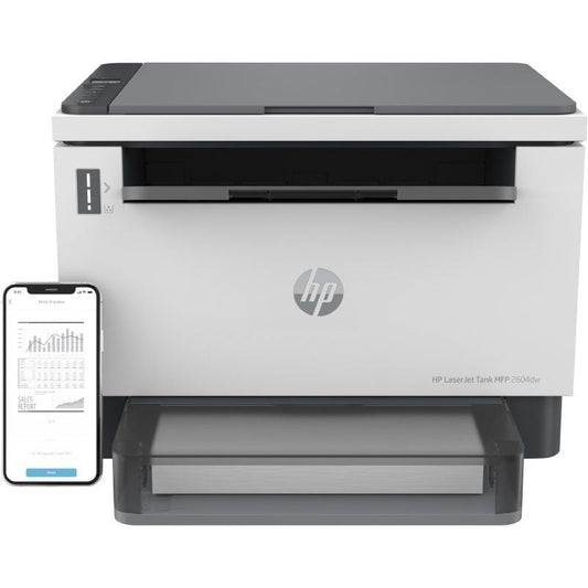 Multifunções Recarregável Laser Monocromático HP Laserjet Tank 2604dw WiFi/ Duplex/ Branco