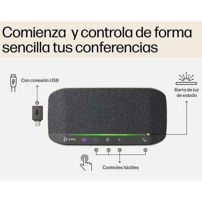 Altavoz Portátil para Conferencias Poly Sync 10 para Microsoft Teams/ USB/ Negro