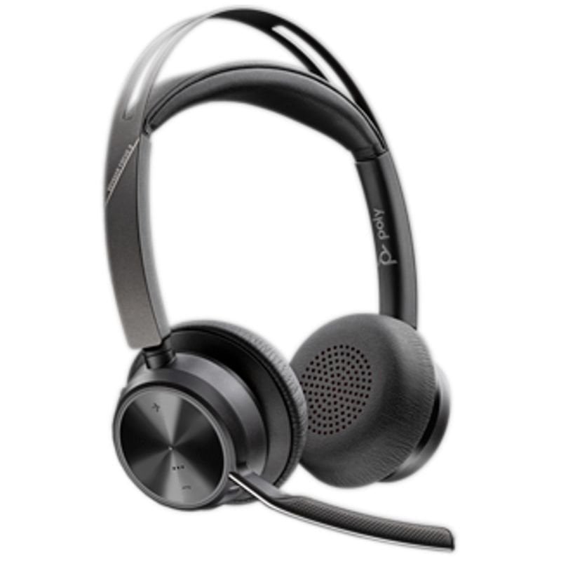 Auscultadores Sem Fios PolyVoyager Focus 2 USB-C-C + Adaptador USB-C/A/ com Microfone/ Bluetooth/ Pretos