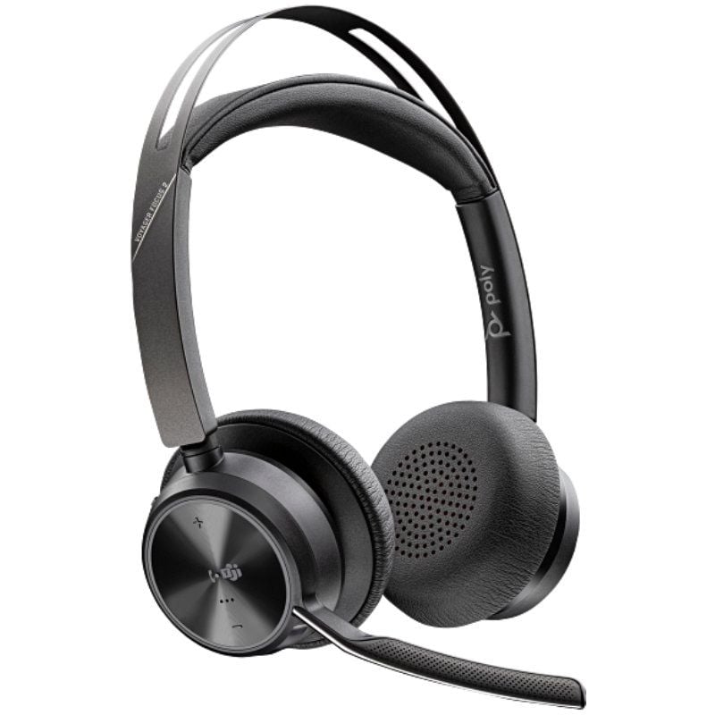 Auriculares Inalámbricos Poly Voyager Focus 2 Microsoft Teams + Adaptador USB-C-A + Soporte de Carga/ con Micrófono/ Bluetooth/ Negros
