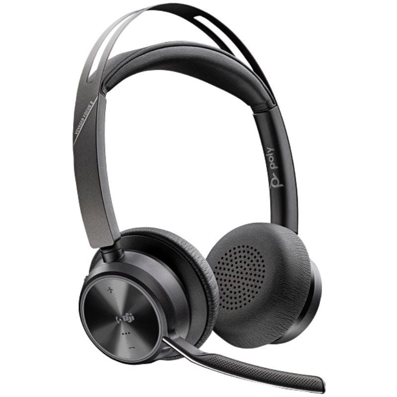 Auriculares Inalámbricos Poly Voyager Focus 2 Microsoft Teams + Adaptador USB-C-A + Soporte de Carga/ con Micrófono/ Bluetooth/ Negros