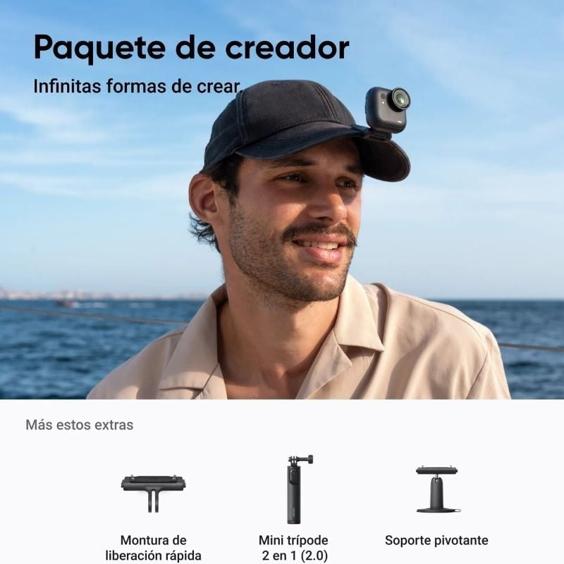 Câmara Desportiva Digital Insta360 GO Ultra Pack Criador/ 4K/ Ângulo de visão 360º/ Preta