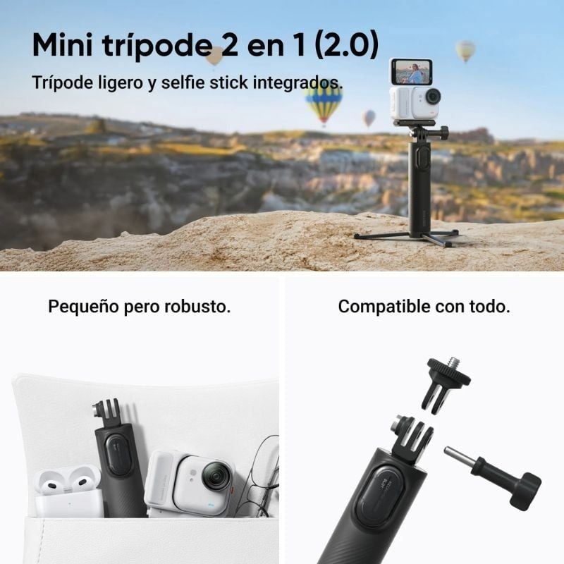 Câmara Desportiva Digital Insta360 GO Ultra Pack Criador/ 4K/ Ângulo de visão 360º/ Preta