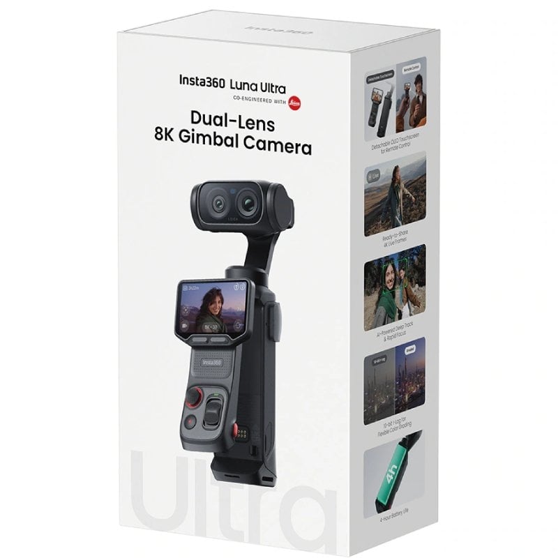 Cámara Digital Deportiva Insta360 Luna Pro/ 8K/ Ángulo de visión 360º/ Negra