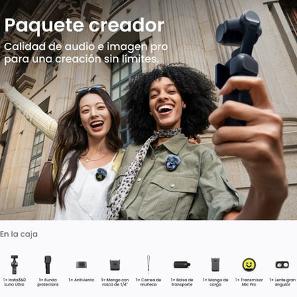Cámara Digital Deportiva Insta360 Luna Ultra Pack Creador/ 8K/ Ángulo de visión 360º/ Negra