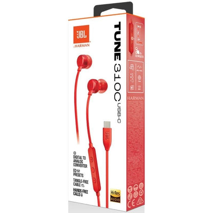 Auscultadores Intracanal JBL Tune 310C/ com Microfone/ Vermelhos