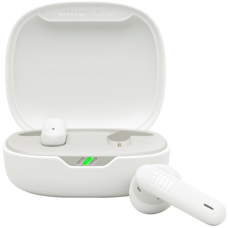 Auscultadores Bluetooth JBL Wave Flex 2 com caixa de carregamento/ Autonomia 10h/ Brancos