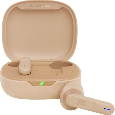 Auriculares Bluetooth JBL Wave Flex con estuche de carga/ Autonomía 8h/ Beige