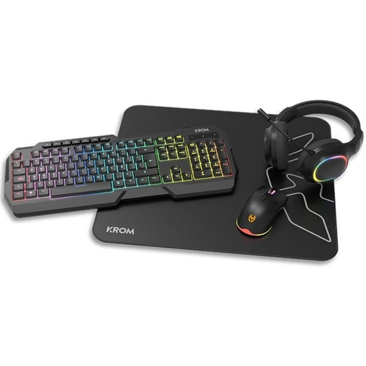 Pack Gaming Krom Kenta / Teclado RGB + Rato + Tapete + Auscultadores