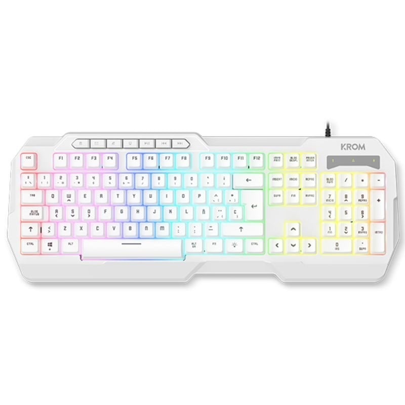 Pack Gaming Krom Kenta/ Teclado RGB + Rato + Tapete + Auscultadores/ Branco