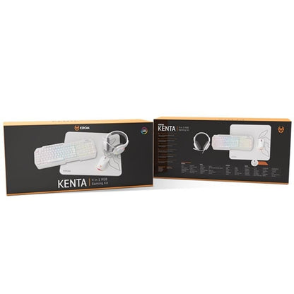 Pack Gaming Krom Kenta/ Teclado RGB + Rato + Tapete + Auscultadores/ Branco