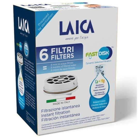 Filtro de Carvão FAST DISK Laica FD06A/ Pack de 6 Unidades/ Compatibilidade Flow'n go