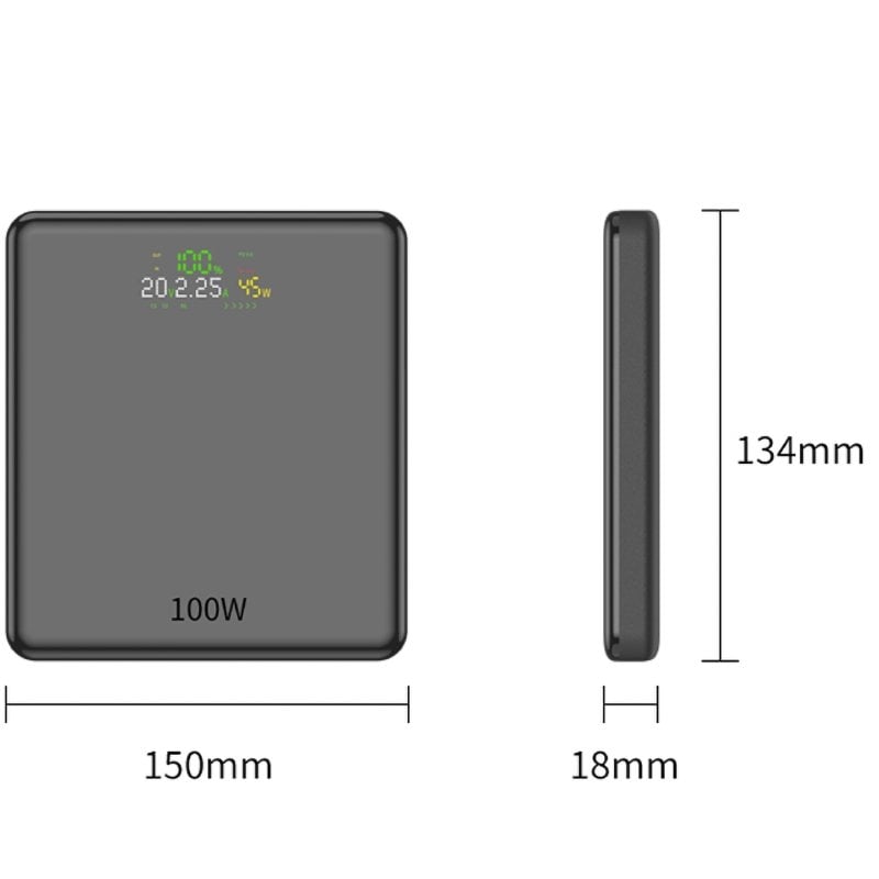 Powerbank 20000mAh Leotec LEPOW100W20G/ 100W/ Gris/ Incluye Cable USB Tipo-C