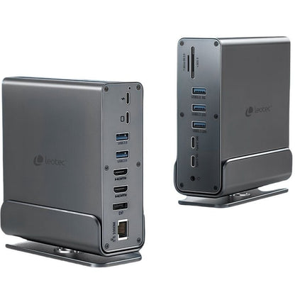 Docking USB Tipo-C Leotec LEDS06/ 5xUSB/ 2xUSB Tipo-C/ 1xUSB Tipo-C PD/ 1xDisplayPort/ 2xHDMI 4K/ 1xRJ45/ 1xJack 3.5/ 1xLeitor de Cartões/ Cinzento