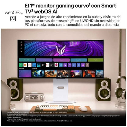Smart Monitor Gaming Ultrapanorámico Curvo LG UltraGear 34GX90SA-W 34"/ WQHD/ Multimedia/ 0.03ms/ 240Hz/ OLED/ Regulable en altura/ Smart TV/ Blanco