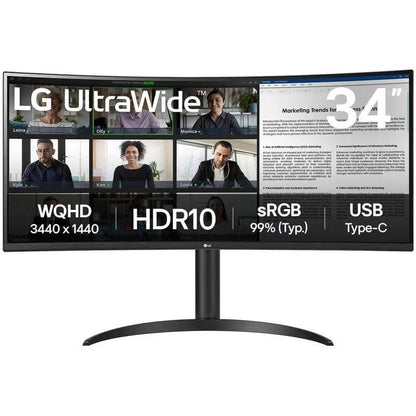 Monitor Profissional Ultrapanorâmico Curvo LG 34WR55QK-B 34"/ WQHD/ Ajustável em altura/ Preto