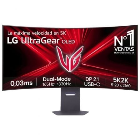 Monitor Gaming Curvo LG UltraFine 45GX950A-B 45"/ 5K2K/ 0.03ms/ 330Hz/ OLED/ Multimedia/ Regulable en altura/ Negro