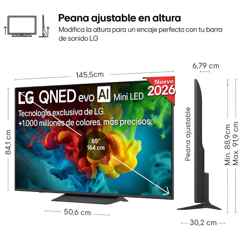 Televisor LG QNED evo AI QNED8EB Mini LED 65QNED83B6A 65"/ Ultra HD 4K/ Smart TV/ WiFi