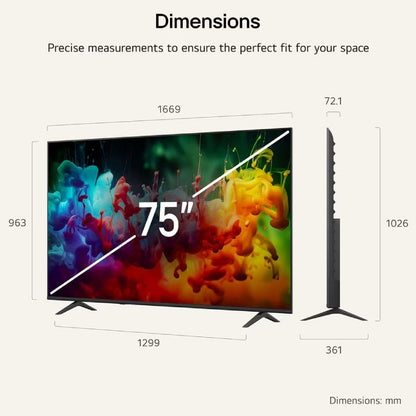 Televisor LG QNED MiniLED AI QNED72 75QNED72B6A 75"/ Ultra HD 4K/ Smart TV/ WiFi