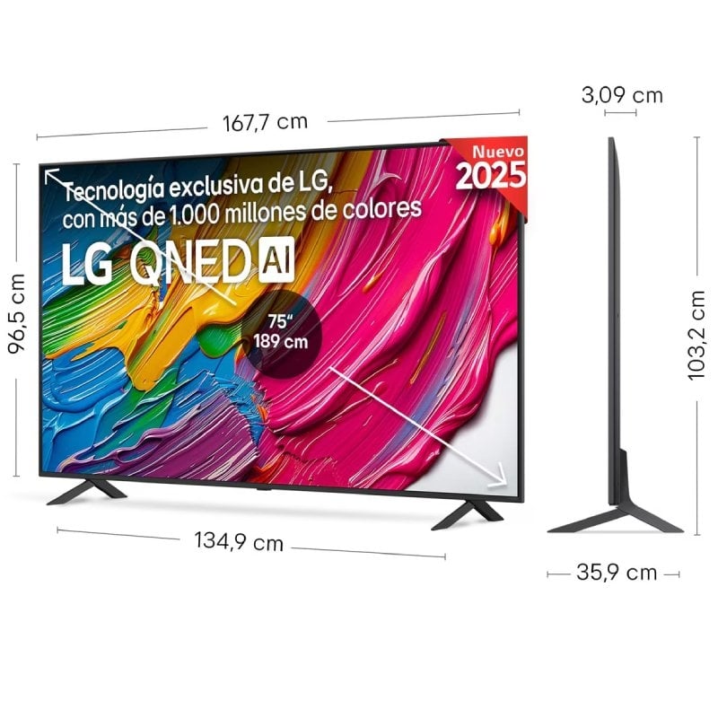 Televisor LG QNED AI QNED80 75QNED80A6A 75"/ Ultra HD 4K/ Smart TV/ WiFi