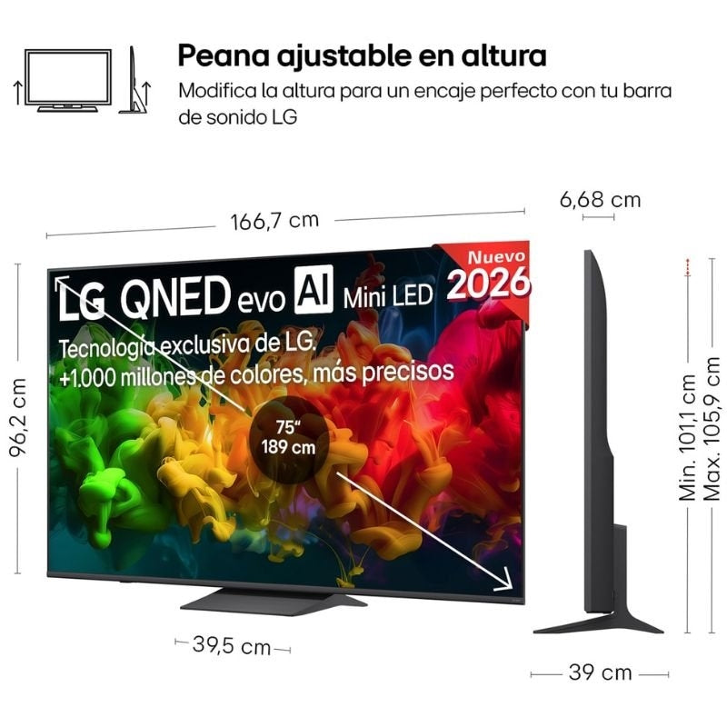 Televisor LG QNED evo AI QNED8EB Mini LED 75QNED8EB3A 75"/ Ultra HD 4K/ Smart TV/ WiFi