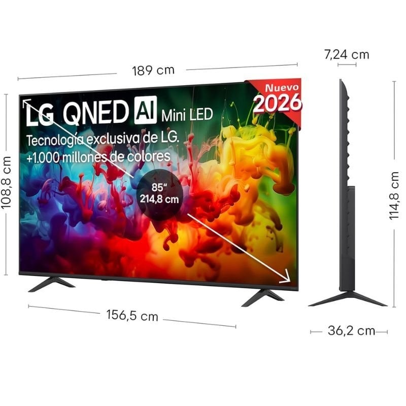 Televisor LG QNED evo AI QNED72 Mini LED 85QNED72B6A 85"/ Ultra HD 4K/ Smart TV/ WiFi