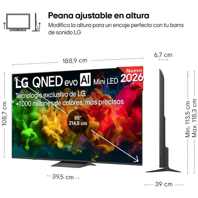 Televisor LG QNED evo AI QNED83B Mini LED 85QNED8EB3A 85"/ Ultra HD 4K/ Smart TV/ WiFi