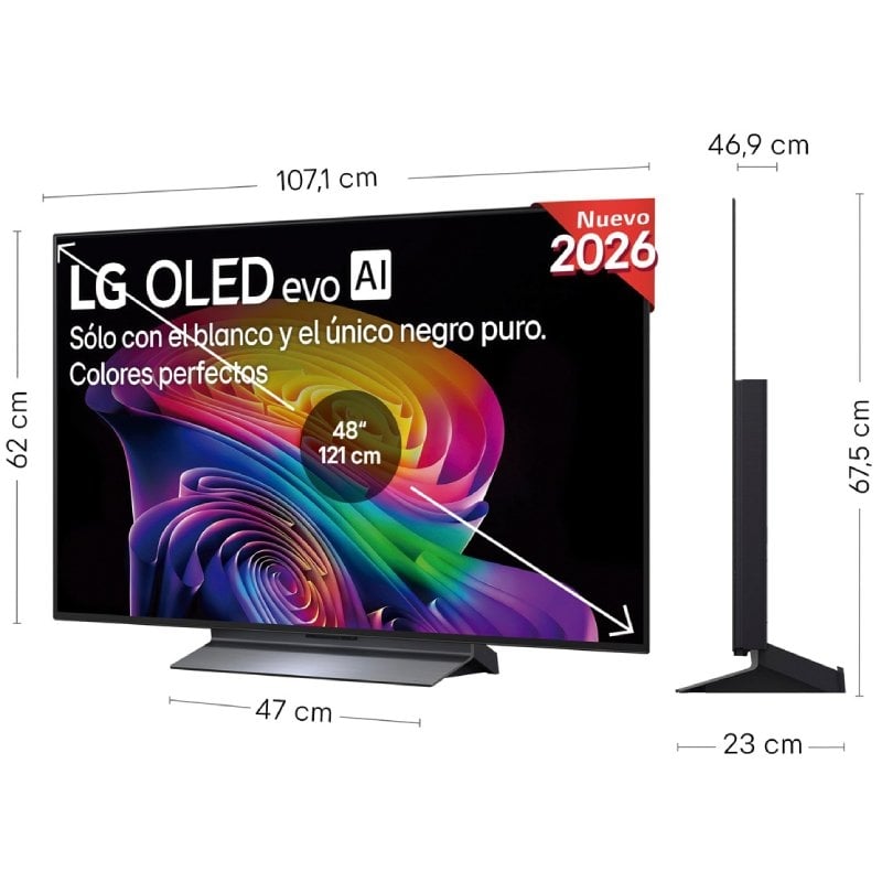 Televisor LG OLED evo AI C6 OLED48C66LB 48"/ Ultra HD 4K/ Smart TV/ WiFi
