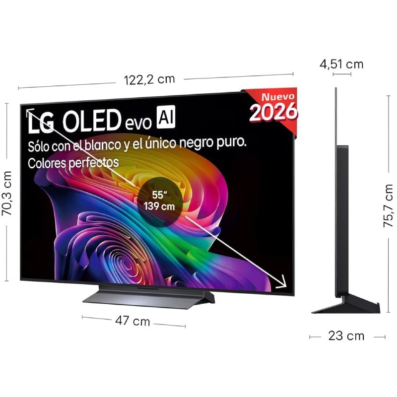 Televisor LG OLED evo AI C6 OLED55C66LB 55"/ Ultra HD 4K/ Smart TV/ WiFi