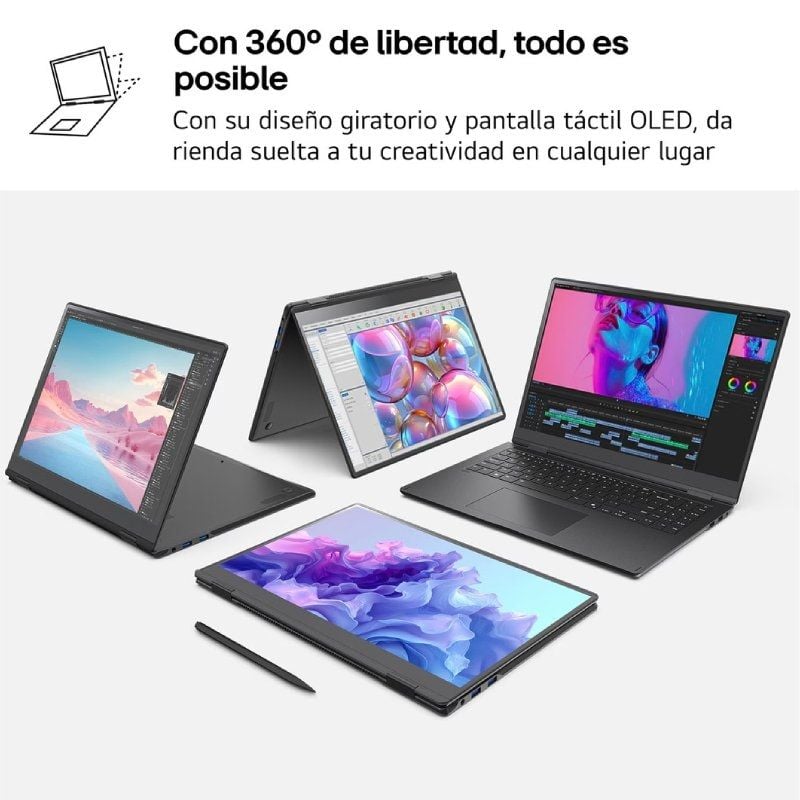 Portátil Convertível LG Gram Pro 16T90TP-K.AD88B Intel Core Ultra 7-255H/ 32GB/ 1TB SSD/ 16" Tátil/ Win11