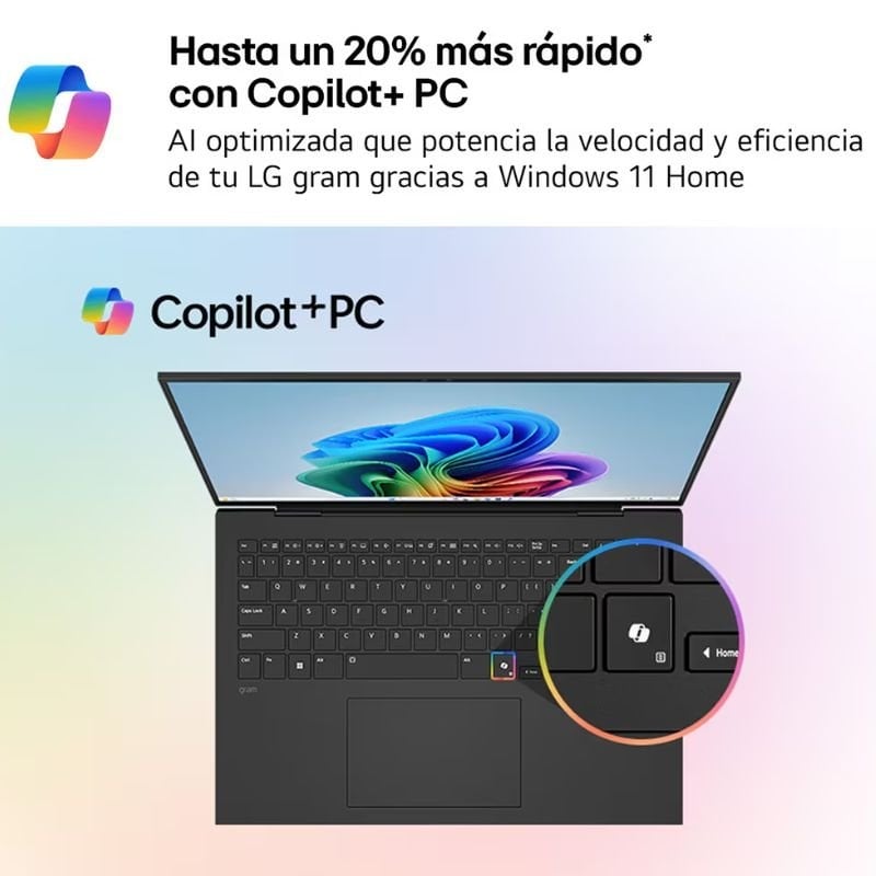 Portátil LG Gram Pro 16ZD90U-G.AX85BN Intel Core Ultra 7-355/ 32GB/ 512GB SSD/ 16"/ Sin Sistema Operativo