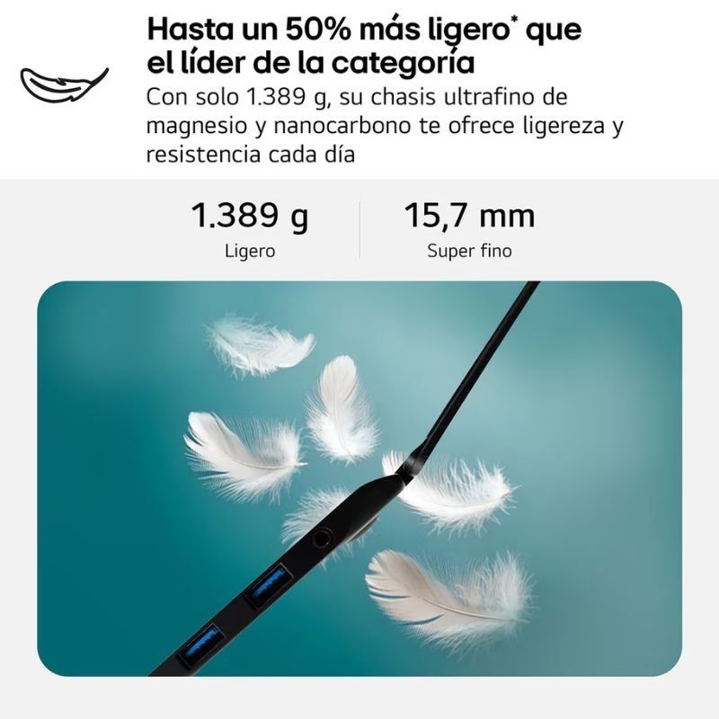 Portátil LG Gram 17Z90TL-G.AU88B Intel Core Ultra 7-258V/ 32GB/ 1TB SSD/ 17"/ Win11