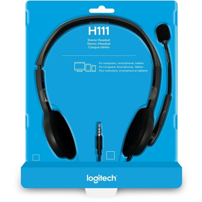 Auscultadores Logitech H111/ com Microfone/ Jack 3.5/ Pretos