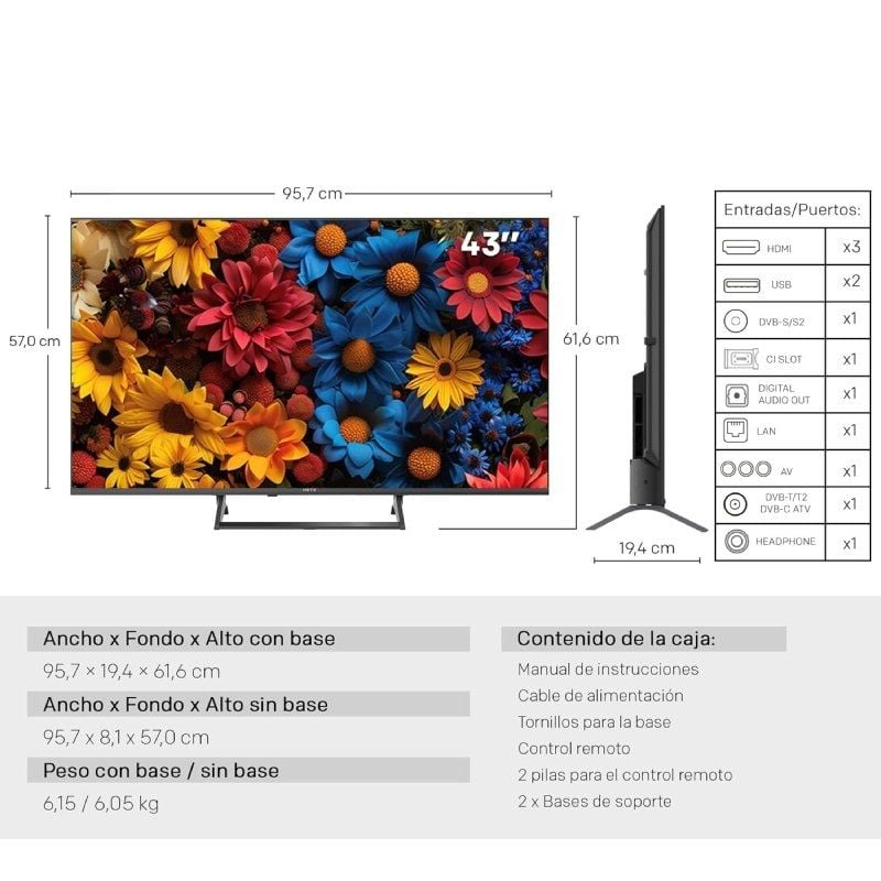 Televisor Metz QLED+ 43MQF7500Z 43"/ Ultra HD 4K/ Smart TV/ WiFi