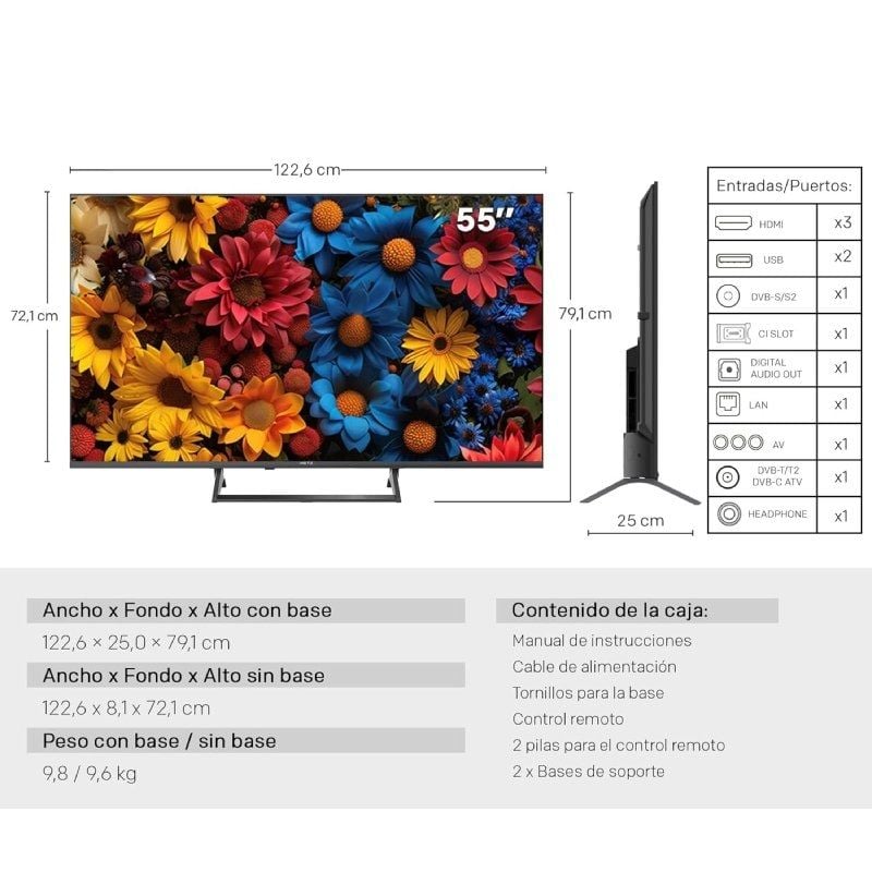Televisor Metz QLED+ 55MQF7500Z 55"/ Ultra HD 4K/ Smart TV/ WiFi