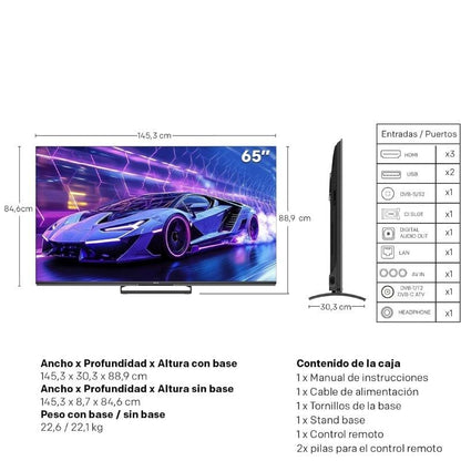 Televisor Metz QLED-MiniLED 65MNE8000Z 65"/ Ultra HD 4K/ Smart TV/ Wi-Fi