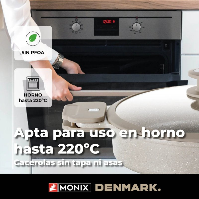 Pack Bateria de Cozinha Monix Denmark/ Tacho Ø16cm/ Frigideira Ø24cm/ Panelas Ø20 - 24cm/ Alumínio Fundido/ Adequado para Indução