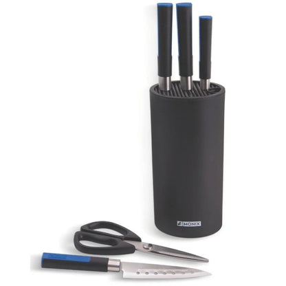 Pack 6 Piezas Monix Solid+ M355003/ 4 Cuchillos Santoku/ 1 Tijeras Solid Pro/ 1 Tacoma Organizadora
