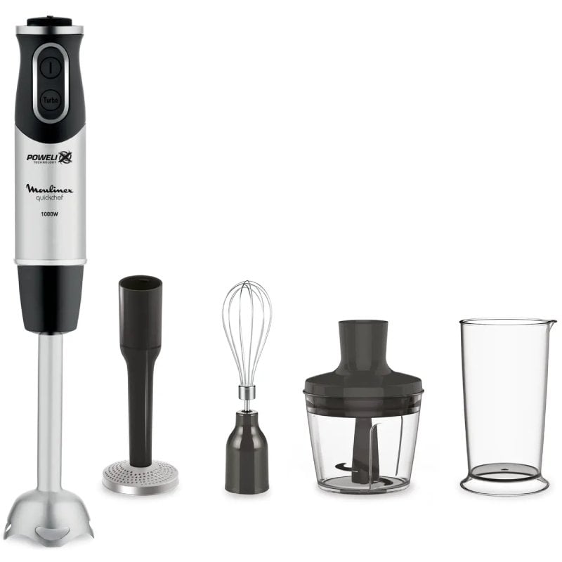 Batidora de mano Moulinex Quickchef/ 1000W/ 10 Velocidades/ Capacidad 800ml/ Incluye Varillas, Picadora, Pasapuré y Vaso Medidor